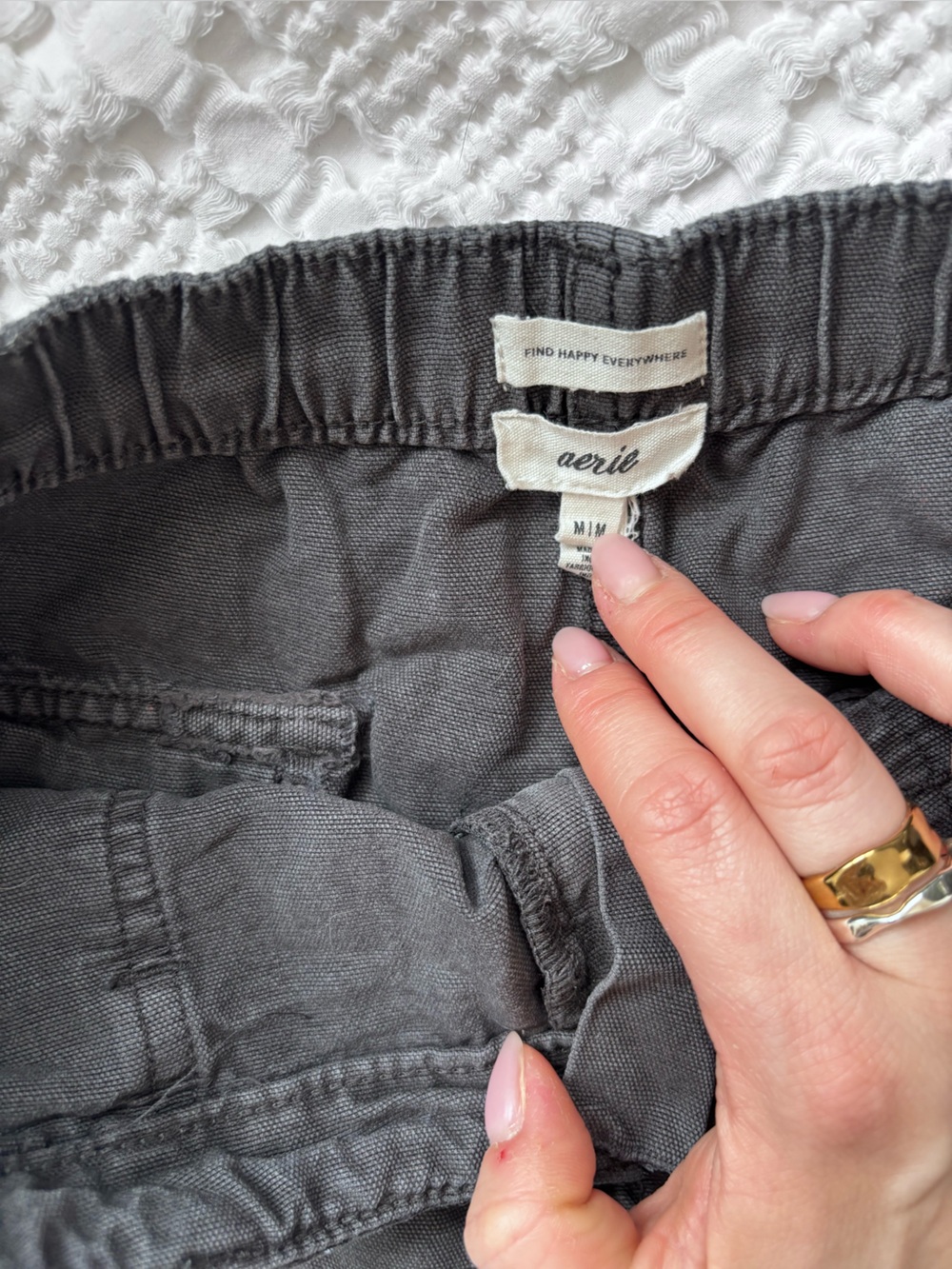aerie Charcoal Elastic Waist Cotton Shorts - Picture 3 of 5